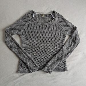 Roxy Mesh Fishnet Knit Top Shirt XL Gray Y2K
